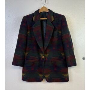Vtg  Corbin Threads Wool Aztec Western Blazer Sz 10 Southwest Blanket Style USA